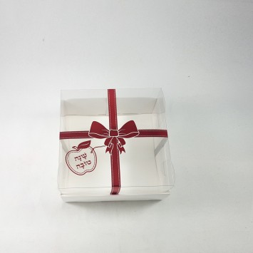 קופסה קרטון לבן עם מכסה PVC לראש השנה