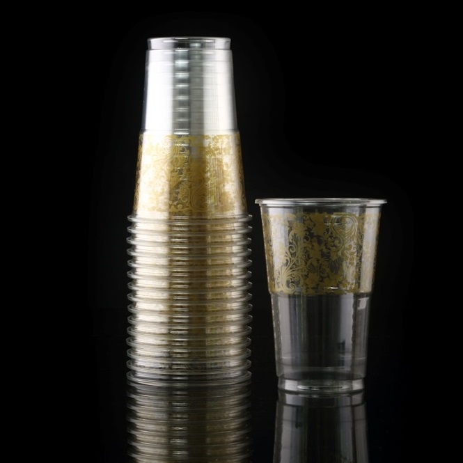 כוסות  חד פעמיות איכותיות מעוטרות זהב